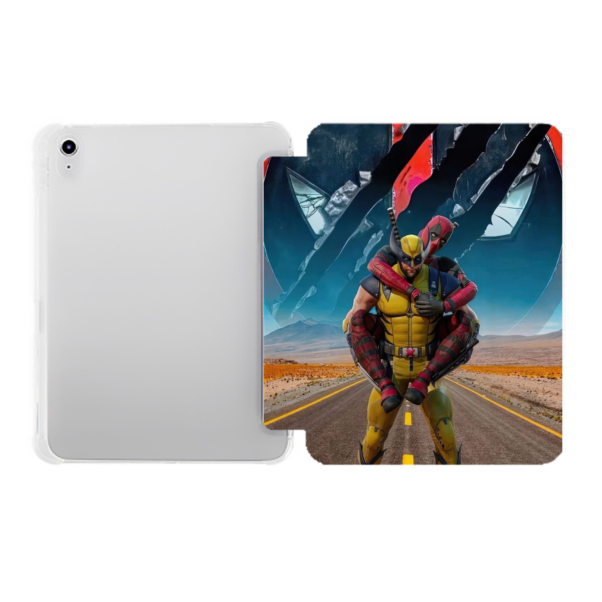 （画像用） Deadpool デッドプール IPad ケース ペン収納付き 三つ折りスタンド PUレザー×シリコン 対応機種9.5/10.5/10.9インチ
